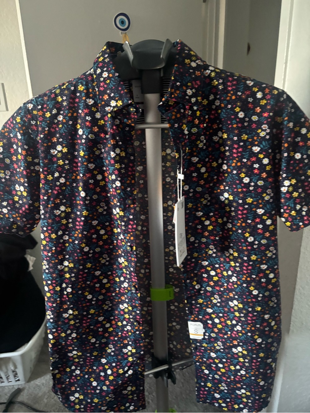 Men's Floral Short-Sleeve Button-Up Shirt - Navy Multi